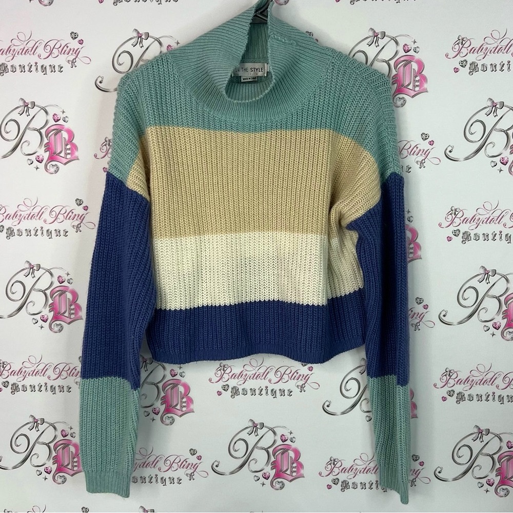 In the style knit turtleneck sweater Stylish Colorblock Turtleneck Sweater